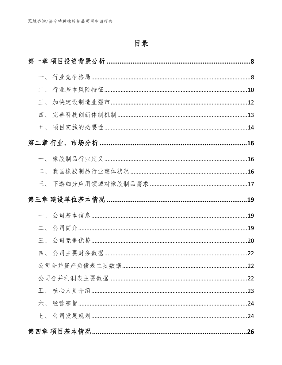 济宁特种橡胶制品项目申请报告【参考范文】